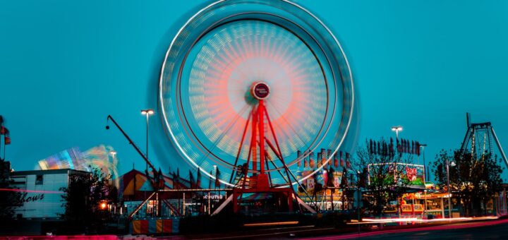 turned-on Ferris Wheel miniature